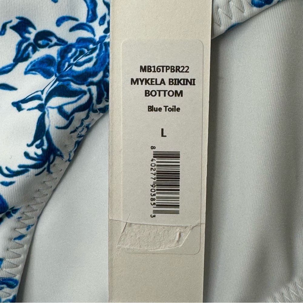 NWT CAROLINE CONSTAS Blue Toile Evie Bandeau Bikini Top Mykela Bikini Bottom LG - Picture 13 of 16